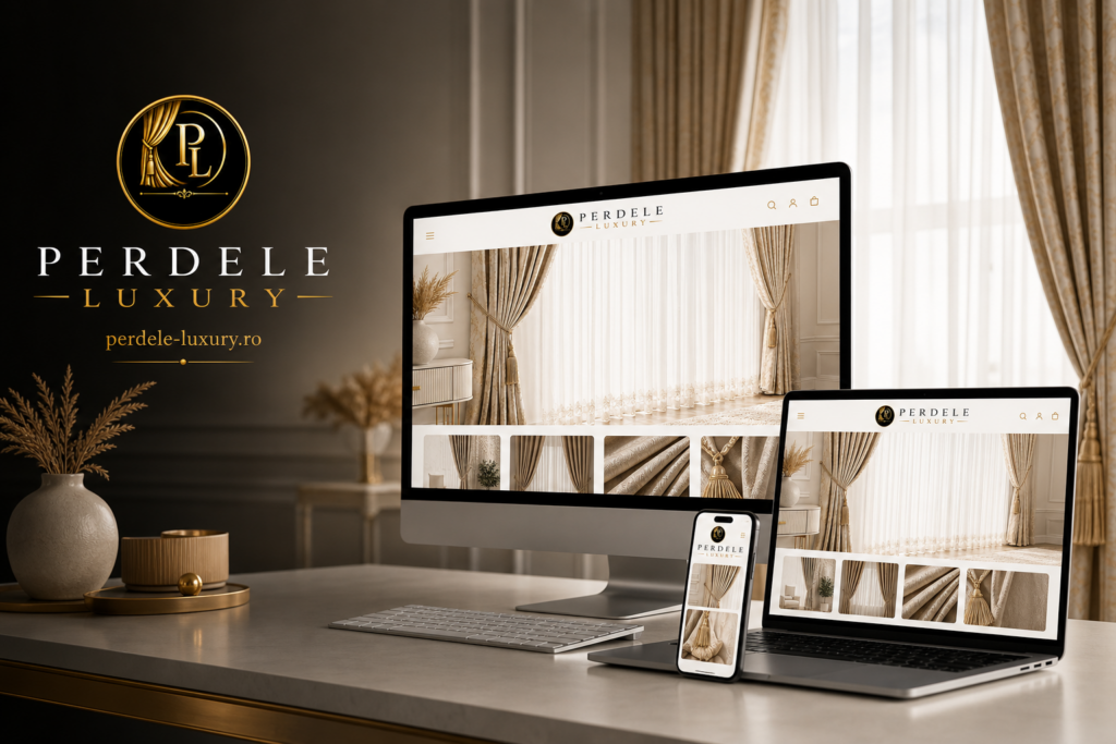 Perdele Luxury prezentat pe desktop, laptop și telefon