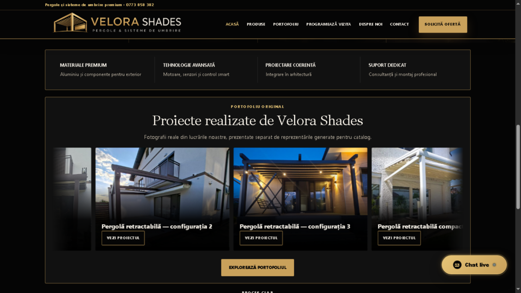Soluții Velora Shades pentru exterior