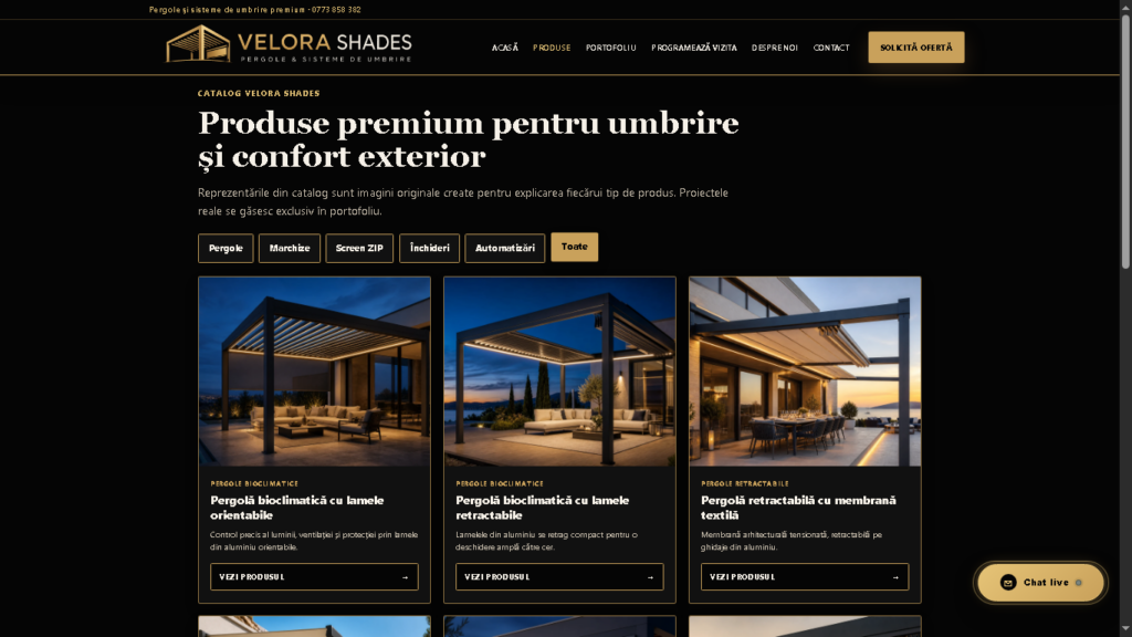 Detalii site Velora Shades