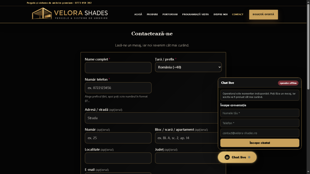 Experiență digitală Velora Shades