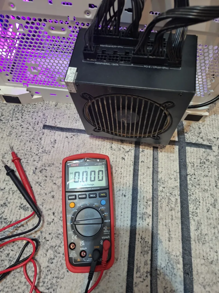 Checking the power supply and power connections with a multimeter