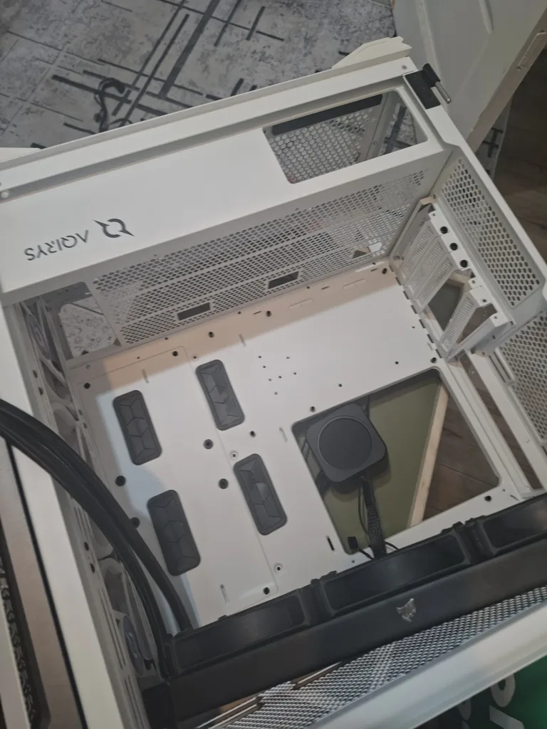 The PC case during disassembly and preparation for reassembly