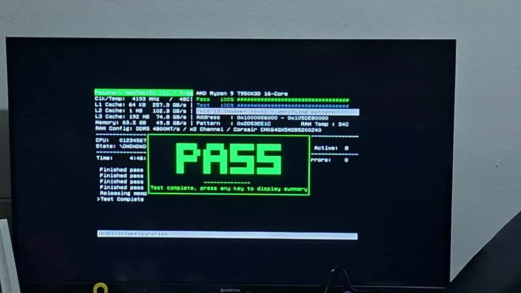 MemTest86 – final PASS result of RAM testing