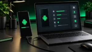Software assistance and Android reinstallation on phone connected to laptop